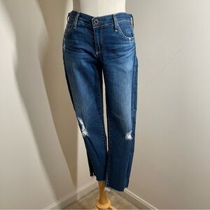 Adriano Goldschmidt AG Women’s The Stilt Crop - Size 27R - Distressed Denim Jean